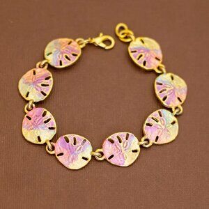 7 1/2 inch, Vintage Rainbow Sand Dollar Bracelet by USA - U23